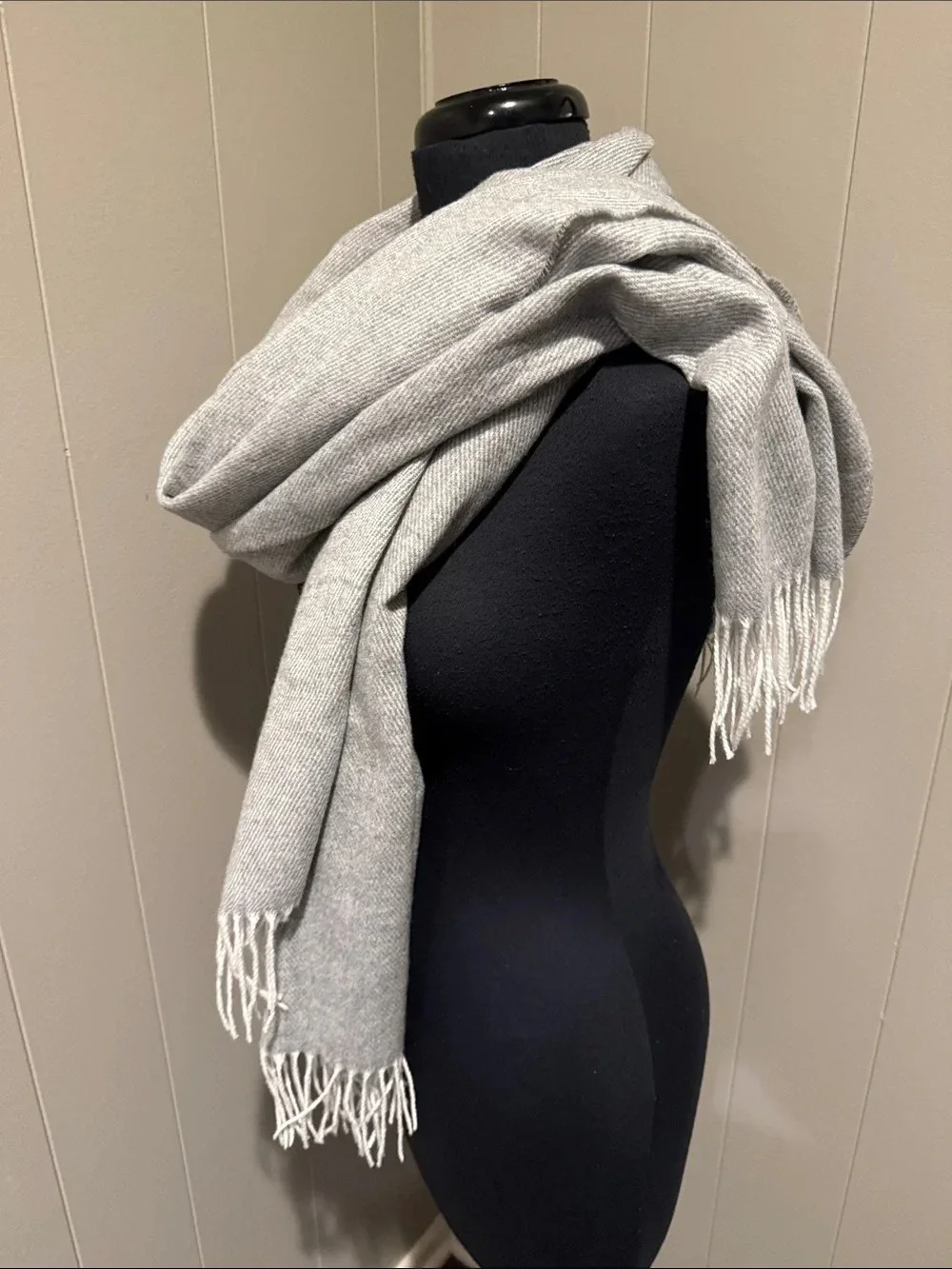 IKEA Light Gray Fringe Throw Blanket - Classic Neutral Layer